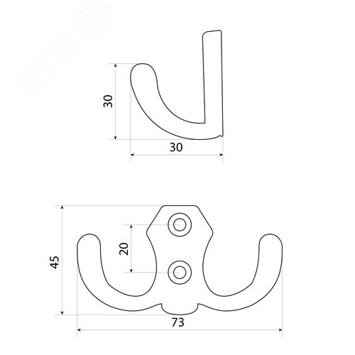 Крючок-вешалка StahlBuro 306 B AB ст. бронза - фото 4