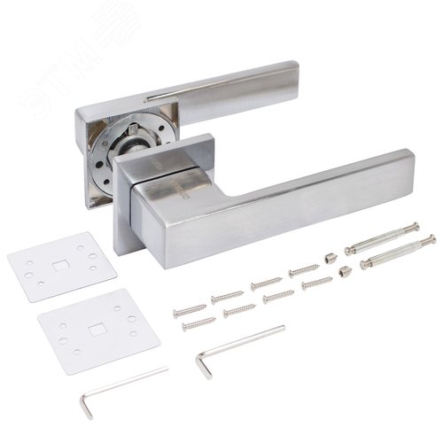 "Комплект ручка и защелка АЛЛЮР АРТ  ""РИНГО"" SC+L45-8 SC (8390/S45) матовый хром " - фото 3