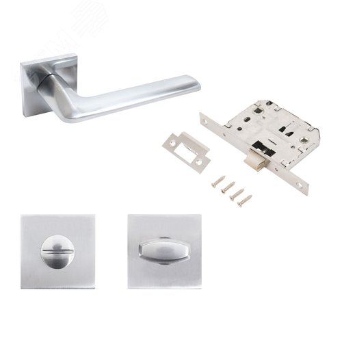 "Комплект ручка и защелка АЛЛЮР АРТ ""ТИНА"" SC+L7050S SC+BK-S2 SC (8890/S7050) матовый хром " - фото 1