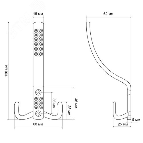 Крючок-вешалка StahlBuro 212 A GP золото - фото 3