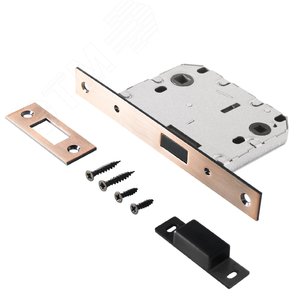 Изображение товара Защелка врезная универсальная без ручек для деревянных межкомнатных дверей, АЛЛЮР АРТ L7050-MS AС старая медь (шт)