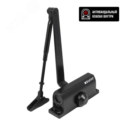 Доводчик дверной  БУЛАТ  ULTIMATE ДД-60 A-B (25-80 кг) черный - фото 1