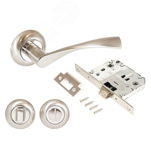 Изображение товара Комплект ручек и защелка АЛЛЮР АРТ ОСКАР SN+L7050S SN+BK-R1 SN (1380/S7050) мат.никель с фикс (шт)