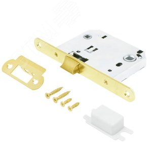 Изображение товара Защелка врезная универсальная без ручек для деревянных межкомнатных дверей, АЛЛЮР АРТ L7050R PB золото (шт)