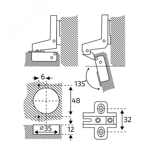 Петля мебельная вкладная StahlBuro 362 C Slide-On 2шт., черная - фото 5