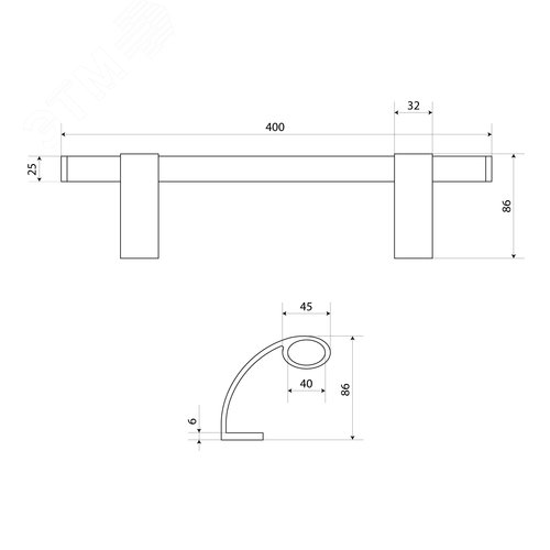 Ручка скоба БУЛАТ РС-03.400.7024 сер.графит - фото 4