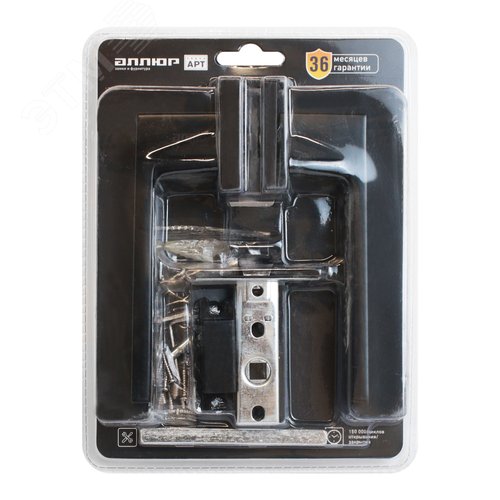 "Комплект ручка и защелка АЛЛЮР АРТ  ""ЛАНА"" BL/W+L45-8 BL (861511/S45) матовый черный/белый " - фото 7