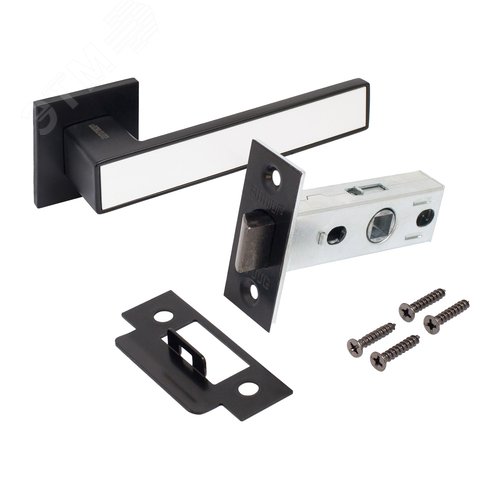 Изображение товара "Комплект ручка и защелка АЛЛЮР АРТ ""ЛАНА"" BL/W+L45-8 BL (861511/S45) матовый черный/белый " (шт)