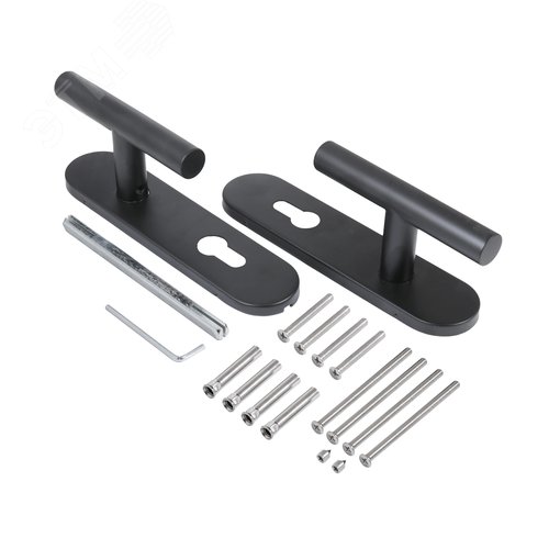 Ручка на планке БУЛАТ РФ 72.45.11.02НС черный AISI 201 INOX нерж сталь для ОТКАТНЫХ ВОРОТ - фото 3