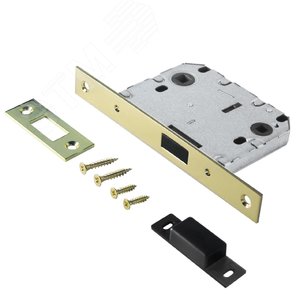 Изображение товара Защелка врезная универсальная без ручек для деревянных межкомнатных дверей, АЛЛЮР АРТ L7050-MS PB золото (шт)