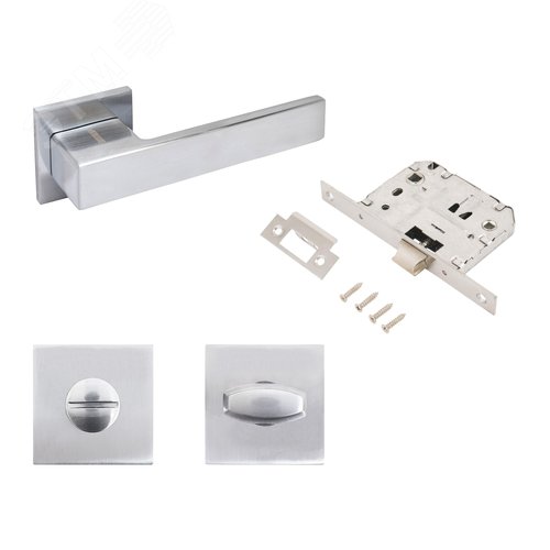 "Комплект ручка и защелка АЛЛЮР АРТ ""РИНГО"" SC+L7050S SC+BK-S2 SC (8390/S7050) матовый хром " - фото 1