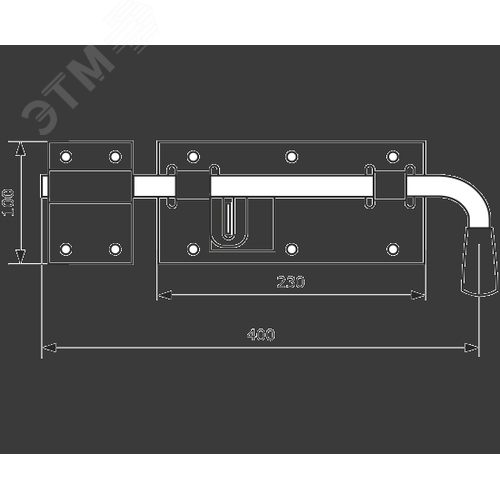 Засов Домарт гаражный с проушиной 400 мм мод.2 медь антик. (5) - фото 2