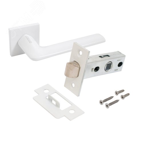 Изображение товара "Комплект ручка и защелка АЛЛЮР АРТ ""ТИНА"" W+L45-8 W (88110/S45) матовый белый" (шт)