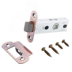 Изображение товара Защелка врезная универсальная без ручек для деревянных межкомнатных дверей, АЛЛЮР АРТ L45-8-R18 AC старая медь (шт)