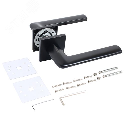 "Комплект ручка и защелка АЛЛЮР АРТ  ""ТИНА"" BL+L45-8 BL (88150/S45) матовый черный " - фото 3