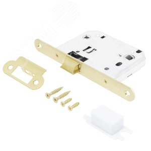 Изображение товара Защелка врезная универсальная без ручек для деревянных межкомнатных дверей, АЛЛЮР АРТ L7050R SB золото матовое (шт)