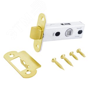 Изображение товара Защелка врезная универсальная без ручек для деревянных межкомнатных дверей, АЛЛЮР АРТ L45-8-R18 PB золото (шт)