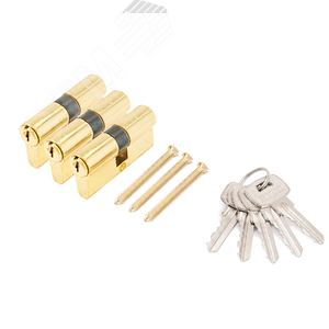 Изображение товара Комплект из цилиндровых механизмов одинаковой секретности для врезных замков, АЛЛЮР 3 ЦИЛИНДРА A 70BP золото (шт)