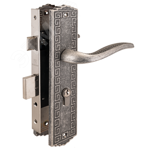 Изображение товара Замок врезной цилиндровый с ручками для деревянных дверей АЛЛЮР АРТ ЗВ4-70.06 AS состаренное серебро (шт)