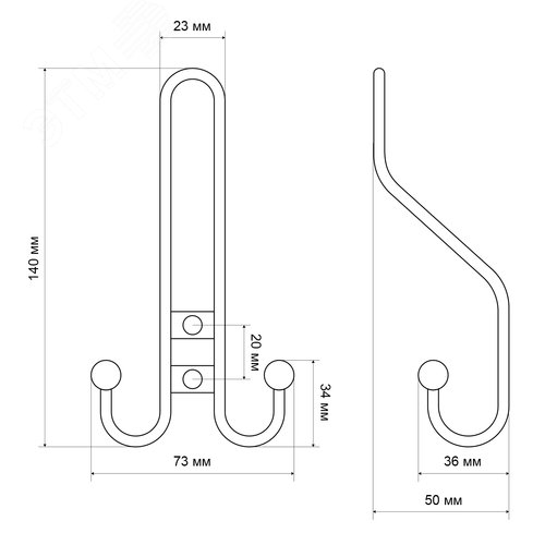 Крючок-вешалка StahlBuro 208 A WW белый - фото 2