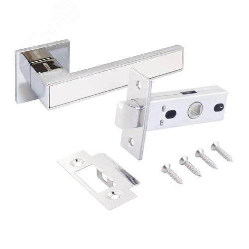 "Комплект ручка и защелка АЛЛЮР АРТ  ""ЛАНА"" CP/W+L45-8 CP (86211/S45) хром/белый " - фото 1