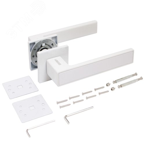 "Комплект ручка и защелка АЛЛЮР АРТ ""ЛАНА"" W/W +L7050S W+BK-S2 W (86110/S7050) матовый белый" - фото 3