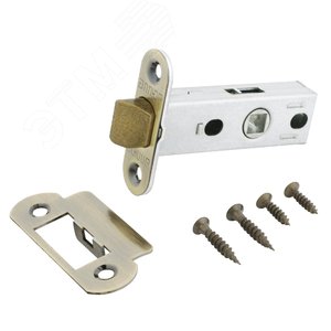 Изображение товара Защелка врезная универсальная без ручек для деревянных межкомнатных дверей, АЛЛЮР АРТ L45-8-R18 AB старая бронза (шт)