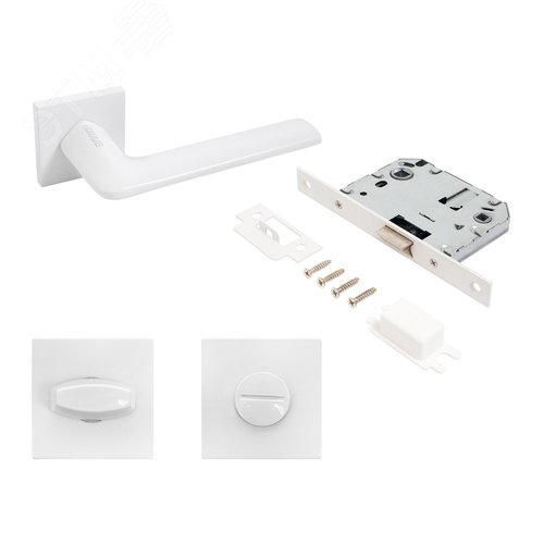 "Комплект ручка и защелка АЛЛЮР АРТ ""ТИНА"" W+L7050S W+BK-S2 W (88110/S7050) матовый белый" - фото 1