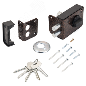 Изображение товара Замок накладной цилиндровый для деревянных дверей, СТАНДАРТ Россия ЗН1-3-1С медь (шт)