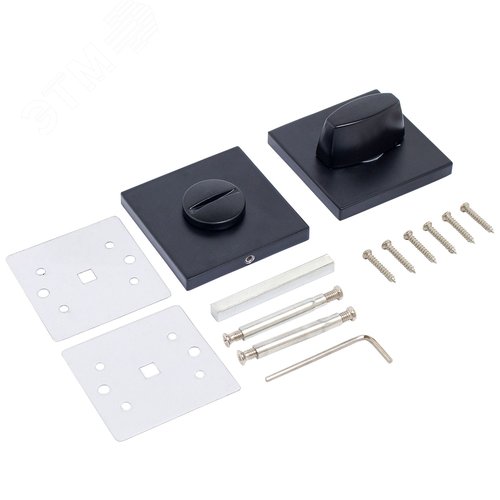 "Комплект ручка и защелка АЛЛЮР АРТ ""ТИНА"" BL+L7050S BL+BK-S2 BL (88150/S7050) матовый черный " - фото 5