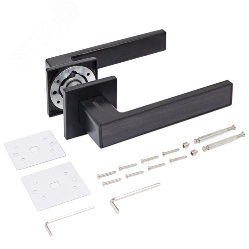 "Комплект ручка и защелка АЛЛЮР АРТ ""ЛАНА"" BL/BL +L7050S BL+BK-S2 BL(86150/S7050) матовый черный" - фото 3