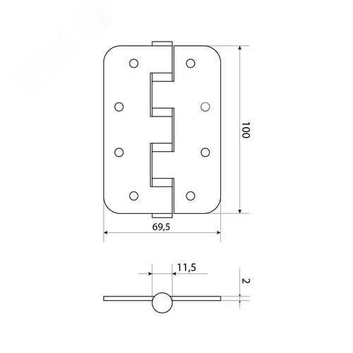 Петля дверная СТАНДАРТ 100х70х2,5 4BB (R14) BL матовый черный - фото 4