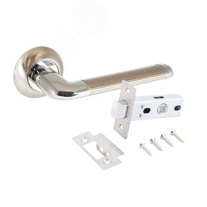 Изображение товара Комплект ручек и защелка АЛЛЮР АРТ ПОЛО SN/CP+L45-8 SN (1582/S45) мат.никель/хром (шт)