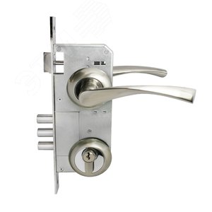 Изображение товара Замок врезной цилиндровый с ручками для деревянных дверей АЛЛЮР АРТ ЗВ4-85А.1380 никель матовый (шт)