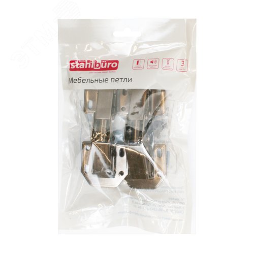 Петля мебельная без врезки StahlBuro 104*44 (большая) А-8 (8-шарнирная) 2шт., черная - фото 2