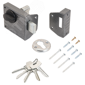 Изображение товара Замок накладной цилиндровый для деревянных дверей, СТАНДАРТ Россия ЗН1-2.1С серебро (шт)