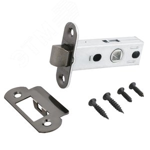 Изображение товара Защелка врезная универсальная без ручек для деревянных межкомнатных дверей, АЛЛЮР АРТ L45-8-R18 BN черный никель (шт)