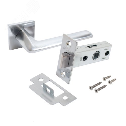 Изображение товара "Комплект ручка и защелка АЛЛЮР АРТ ""ТИНА"" SC+L45-8 SC (8890/S45) матовый хром " (шт)