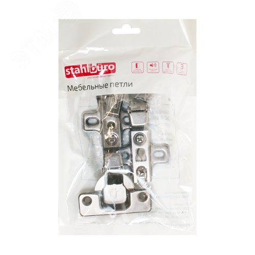 Петля мебельная полунакладная StahlBuro 362 В Slide-On 2шт., черная - фото 3