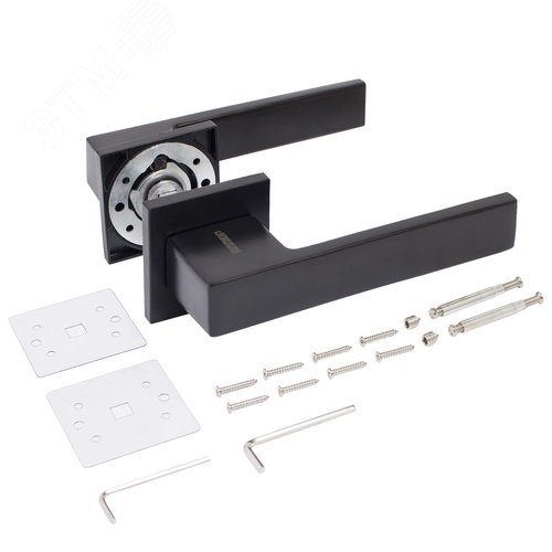 "Комплект ручка и защелка АЛЛЮР АРТ ""РИНГО"" BL+L7050S BL+BK-S2 BL (83150/S7050) матовый черный " - фото 3