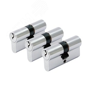 Изображение товара Комплект из цилиндровых механизмов одинаковой секретности для врезных замков, АЛЛЮР 3 ЦИЛИНДРА A 70CP хром (шт)