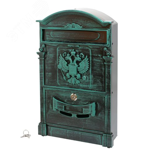 Изображение товара "Ящик почтовый АЛЛЮР №4011В ""Герб"" зеленая патина" (шт)