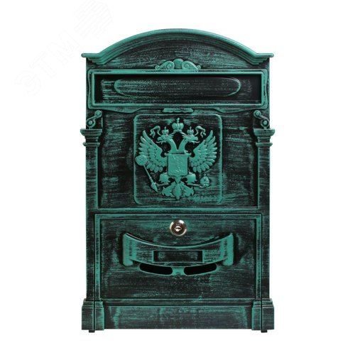 "Ящик почтовый АЛЛЮР №4011В ""Герб"" зеленая патина" - фото 2