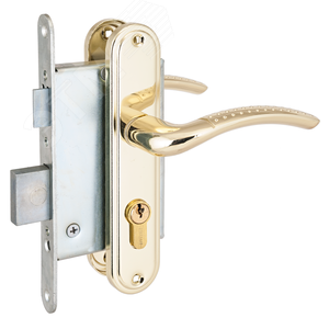 Изображение товара Замок врезной цилиндровый с ручками для деревянных дверей СТАНДАРТ Россия ЗВ4-7.03С голд золото (шт)