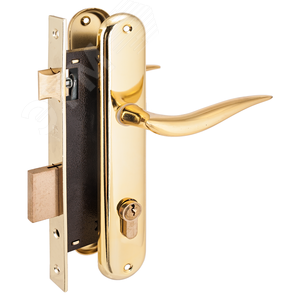 Изображение товара Замок врезной цилиндровый с ручками для деревянных дверей, АЛЛЮР 0205 GP золото (латунь) (шт)