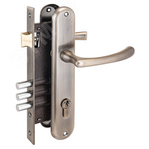 Изображение товара Замок врезной цилиндровый с ручками для деревянных дверей, АЛЛЮР 0221 AB бронза (шт)