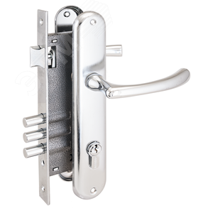 Изображение товара Замок врезной цилиндровый с ручками для деревянных дверей, АЛЛЮР 0221 CP хром (шт)