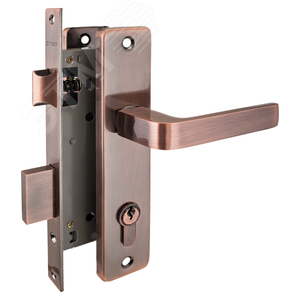 Изображение товара Замок врезной цилиндровый с ручками для деревянных дверей АЛЛЮР 126/1 AC старая медь (шт)