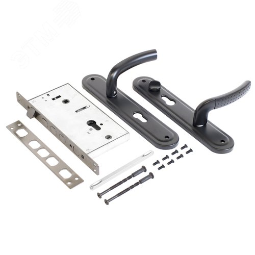 Замок врезной  БУЛАТ  ЗВ 4-4B.60.80.01.03-R АЛЬФА черный без ц/м (ЗВ4-0526R) - фото 2