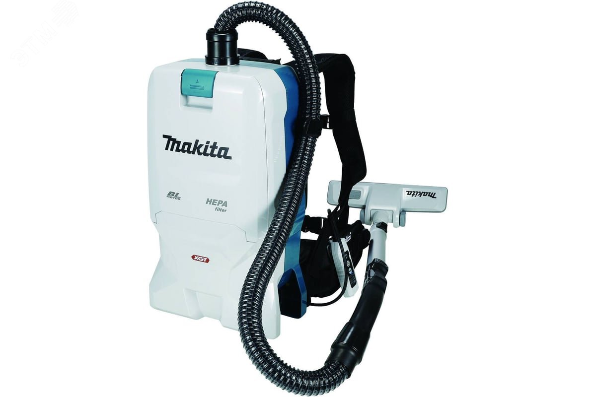 Изображение товара Пылесос ранцевый аккумуляторная XGT 40В, BL/HEPA, 40В,Li-ion, 200 мбар/20 кПа, 2400л/м, мешок 6/5.5 л, 6.4 кг, 4 скорости 40/75/130/260 мин, al. телескопичесткая трубка кор,б/акк и з/у (шт)